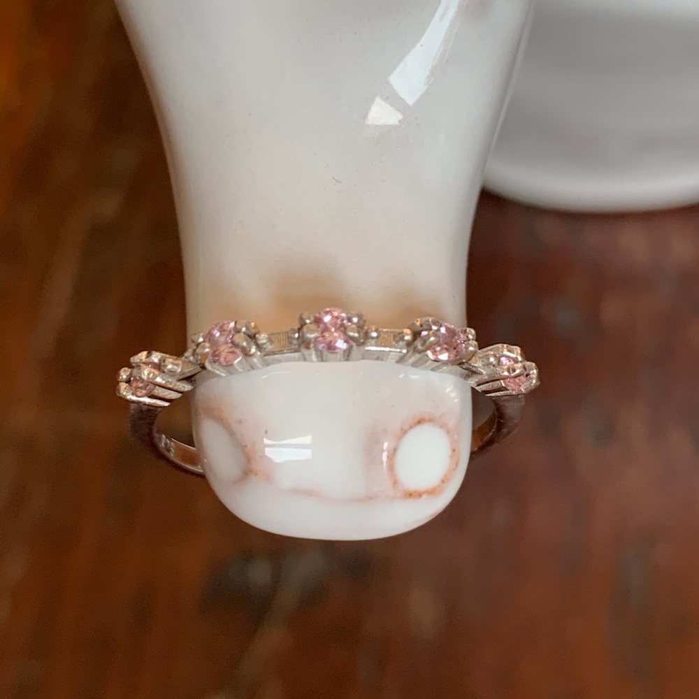 Rose Quartz Half-Eternity Band Ring